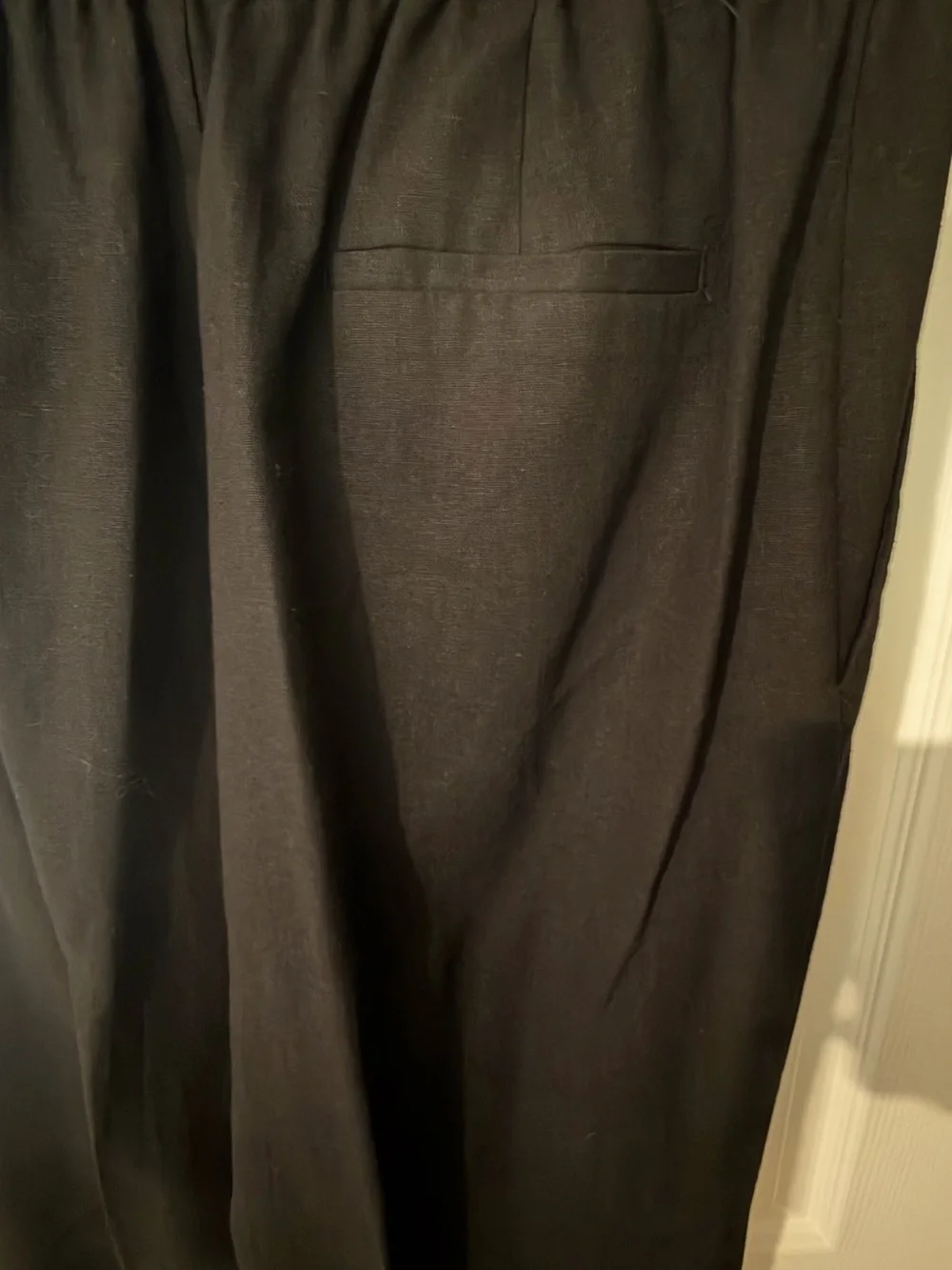 Zara Collection Black Linen Blend Straight-Leg Pants